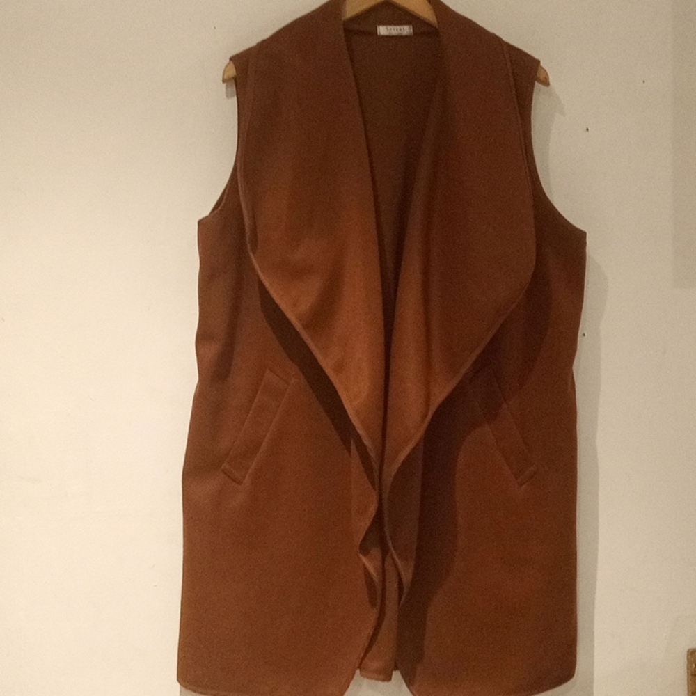 Open front long vest cardigan